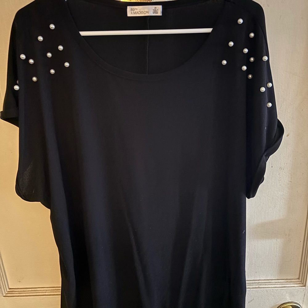 Madison Black Top with Pearl Accents